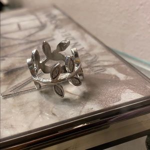 Glitter Floral Silver Ring